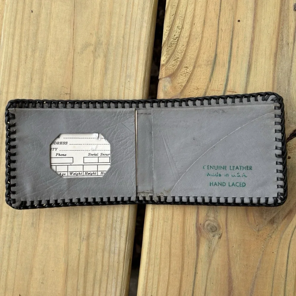 Vintage Leather Wallet Harley Davidson Hand Tooled Whipstitch Bifold Biker